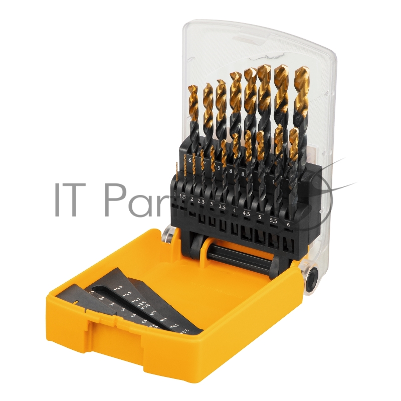 Набор сверл по металлу, 1-10 мм, HSS-Tin, Golden Tip, 19 шт// Denzel