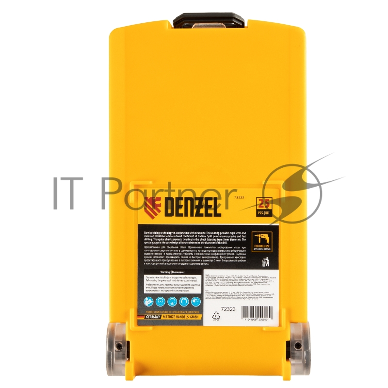 Набор сверл по металлу, 1-13 мм, HSS-Tin, Golden Tip, 25 шт// Denzel