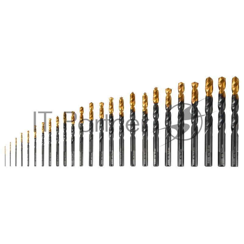 Набор сверл по металлу, 1-13 мм, HSS-Tin, Golden Tip, 25 шт// Denzel