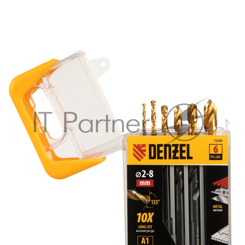 Набор сверл по металлу, 2-3-4-5-6-8 мм, HSS-Tin, Golden Tip, 6 шт// Denzel