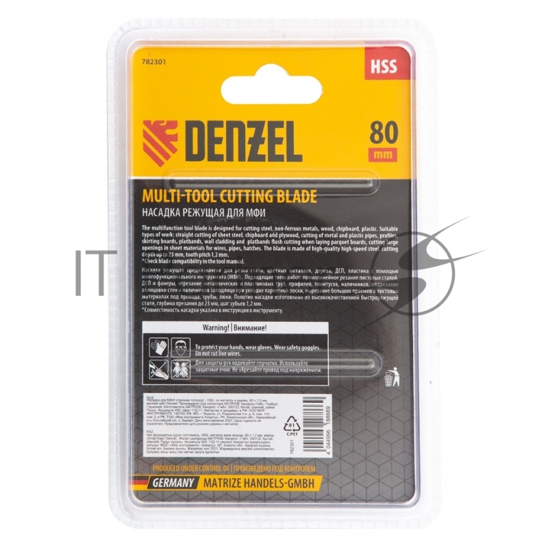 Насадка для МФИ отрезная полукруг., HSS, по металлу и дереву, 80 х 1,2 мм, мелкий зуб// Denzel