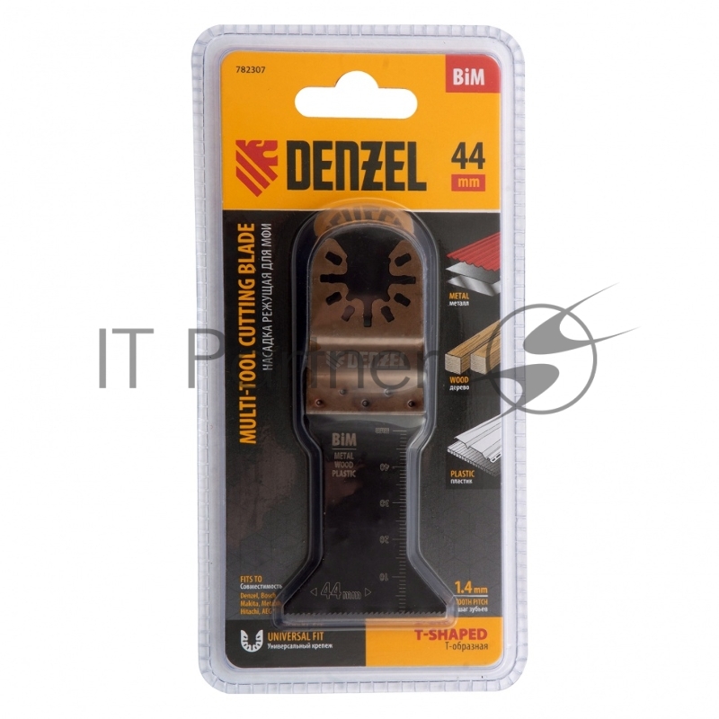 Насадка для МФИ режущая Т-образная, BiM, по металлу и дереву, 44 x 1,4 мм, мелкий зуб// Denzel