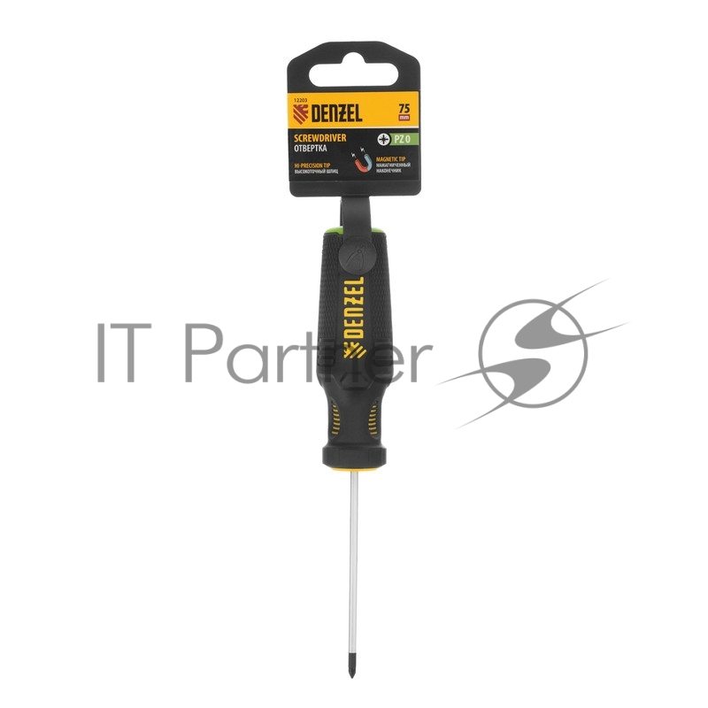 Отвертка PZ0x75 мм, CrV, трехкомпонентная рукоятка// Denzel
