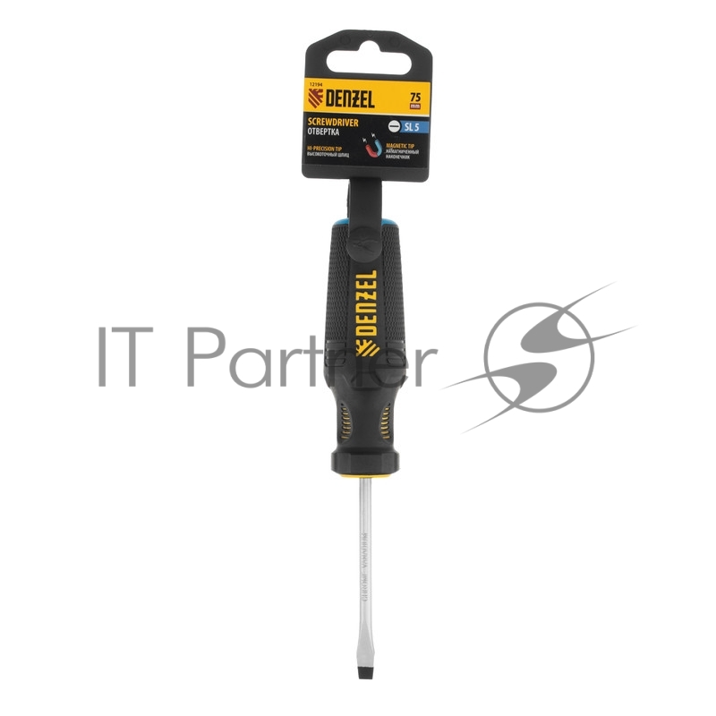 Отвертка SL5x75 мм, CrV, трехкомпонентная рукоятка// Denzel
