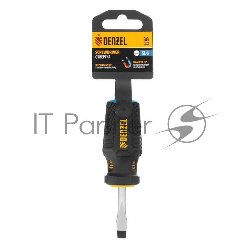 Отвертка SL6x38 мм, CrV, трехкомпонентная рукоятка// Denzel