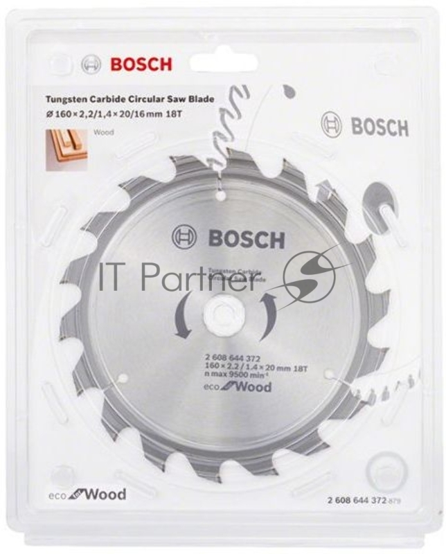 Диск пильный по дер. Bosch Eco for wood (2608644372) d=160мм d(посад.)=20мм (циркулярные пилы) (упак.:1шт)