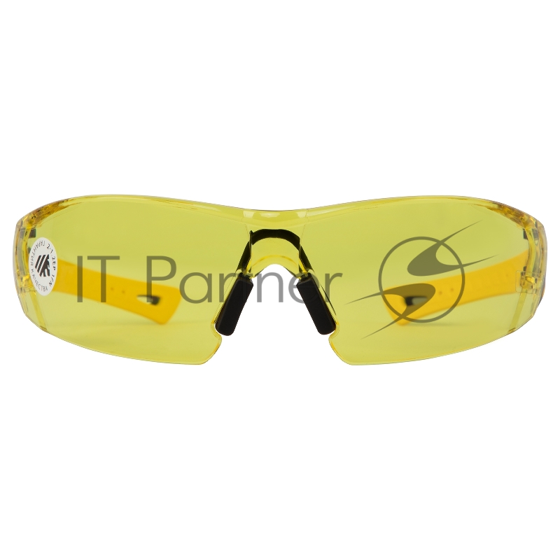 Очки защитные открытые, поликарбонатные, желтая линза, 2х комп.дужки// Denzel
