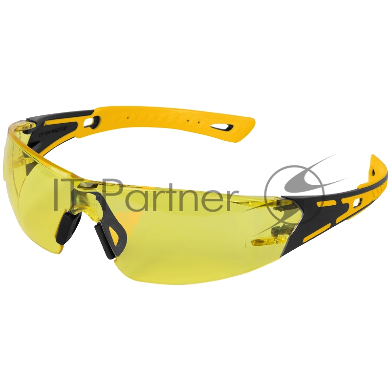 Очки защитные открытые, поликарбонатные, желтая линза, 2х комп.дужки// Denzel