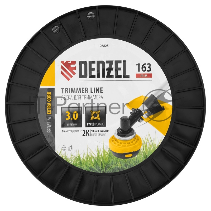 Леска для триммера двухкомпонентная витой квадрат, 3,0мм х 163м, на DIN катушке EXTRA CORD// Denzel
