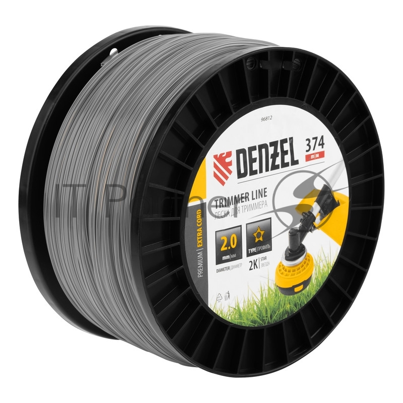 Леска для триммера двухкомпонентная звезда, 2,0мм х 374м, на DIN катушке EXTRA CORD// Denzel