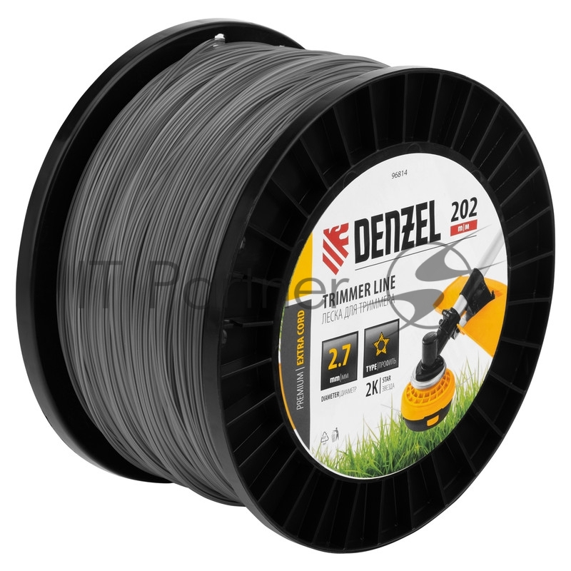 Леска для триммера двухкомпонентная звезда, 2,7мм х 202м, на DIN катушке EXTRA CORD// Denzel