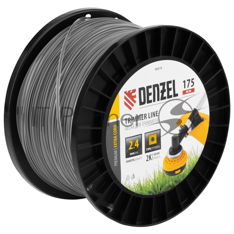 Леска для триммера двухкомпонентная квадрат, 2,4мм х 175м, на DIN катушке EXTRA CORD// Denzel