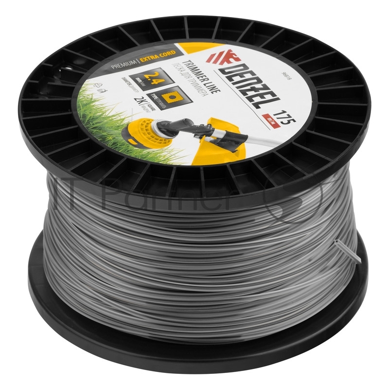 Леска для триммера двухкомпонентная квадрат, 2,4мм х 175м, на DIN катушке EXTRA CORD// Denzel