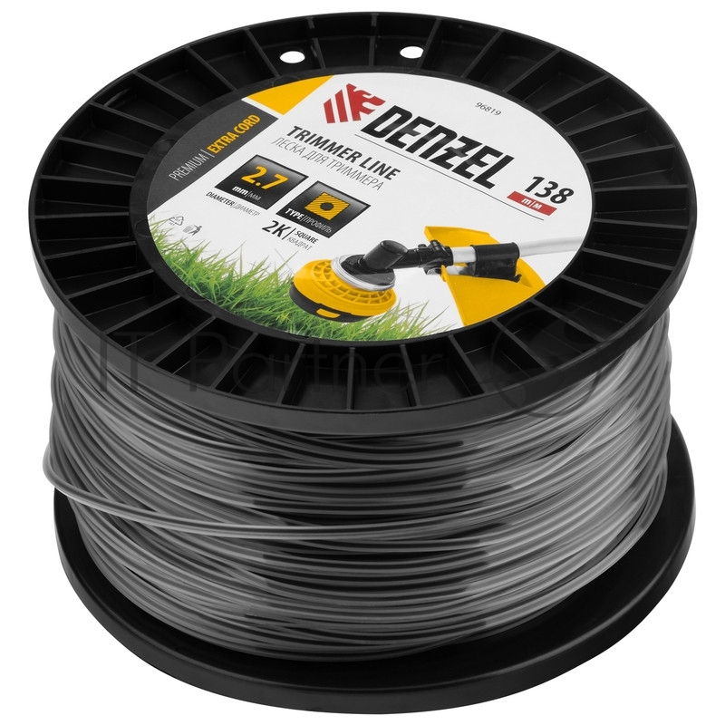 Леска для триммера двухкомпонентная квадрат, 2,7мм х 138м, на DIN катушке EXTRA CORD// Denzel