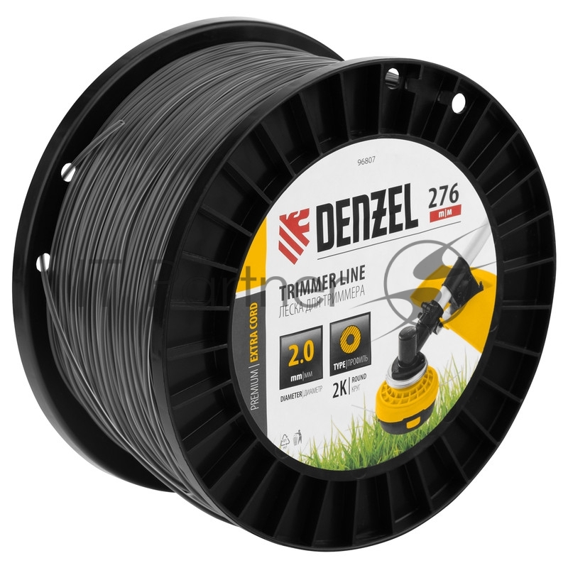 Леска для триммера двухкомпонентная круглая, 2,0мм х 276м, на DIN катушке EXTRA CORD// Denzel
