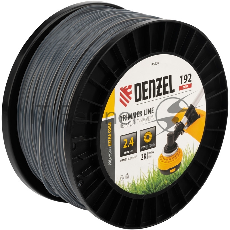 Леска для триммера двухкомпонентная круглая, 2,4мм х 192м, на DIN катушке EXTRA CORD// Denzel