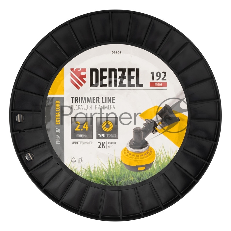 Леска для триммера двухкомпонентная круглая, 2,4мм х 192м, на DIN катушке EXTRA CORD// Denzel