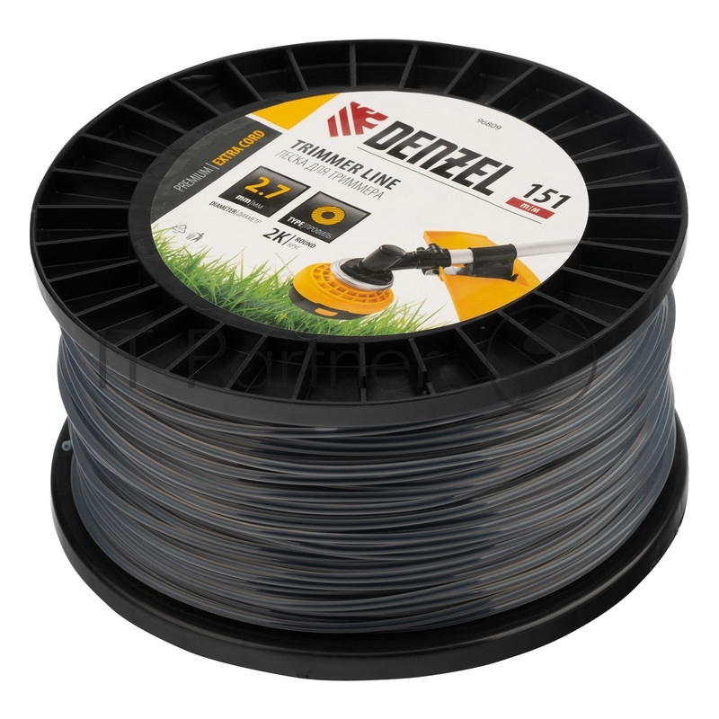 Леска для триммера двухкомпонентная круглая, 2,7мм х 151м, на DIN катушке EXTRA CORD// Denzel
