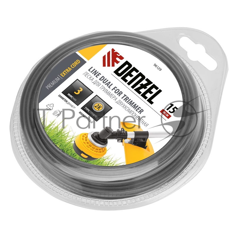 Леска для триммера двухкомпонентная круглая 3,0мм 15 м EXTRA CORD// Denzel