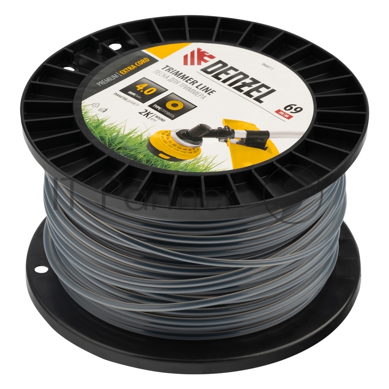 Леска для триммера двухкомпонентная круглая, 4,0мм х 69м, на DIN катушке EXTRA CORD// Denzel