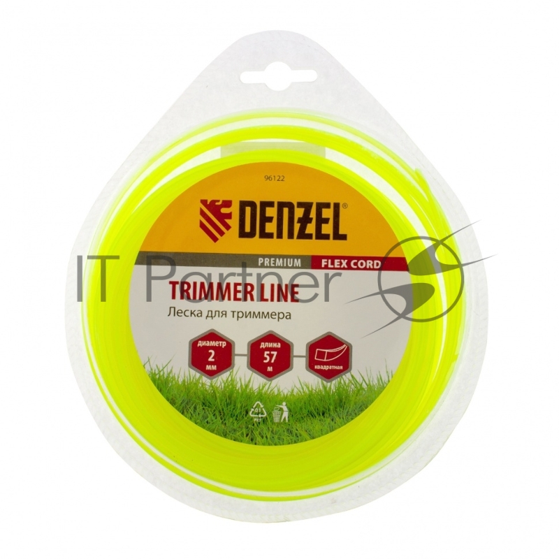 Леска для триммера квадрат 2 мм х 57 м, блистер FLEX CORD// Denzel