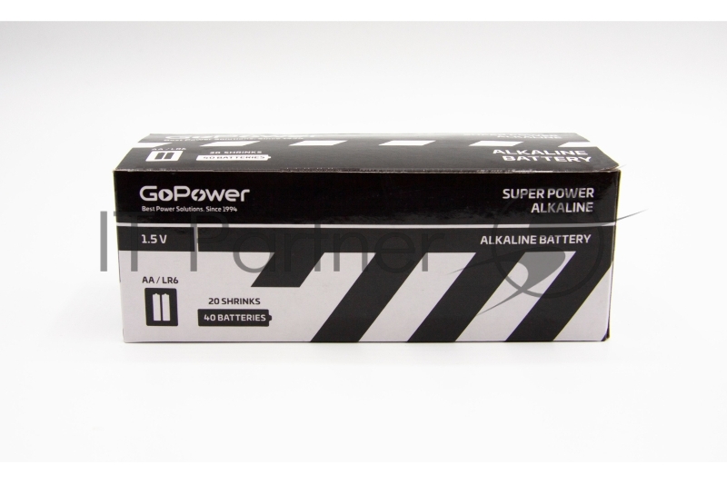 Батарейка GoPower LR6 AA Shrink 2 Alkaline 1.5V (2/40/800) коробка (40 шт.)