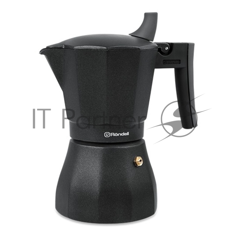 Кофеварка гейзерная Rondell Kafferro RD-499 (BK) черный6 чашек, Аксессуары Эргономичная ручка из нейлона с силиконовым напылением Внешнее покрытие и отделка Антипригарное покрытие для легкого ухода Внутреннее покрытие Двухслойное антипригарное покрыт