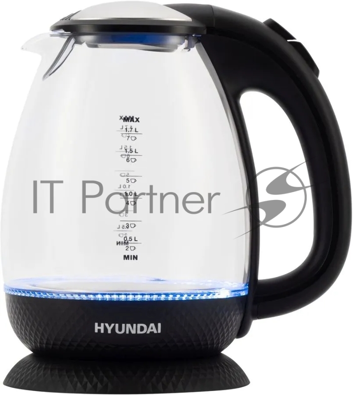 Чайник электрический Hyundai HYK-G3804 1.7л. 2200Вт черный (корпус: стекло)