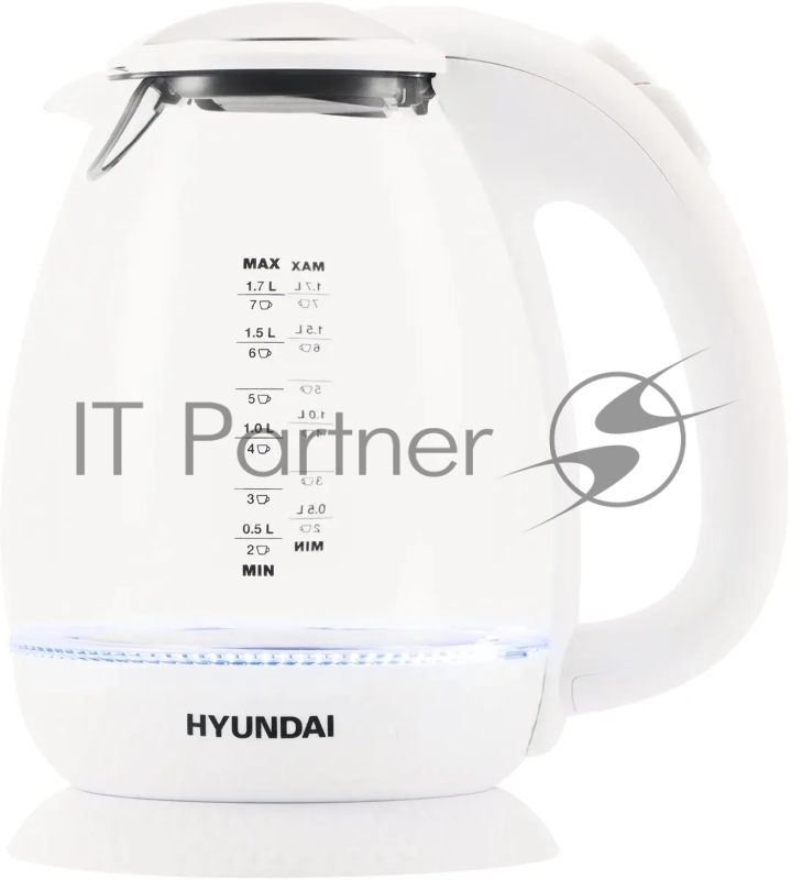 Чайник электрический Hyundai HYK-G3805 1.7л. 2200Вт белый/прозрачный (корпус: стекло)