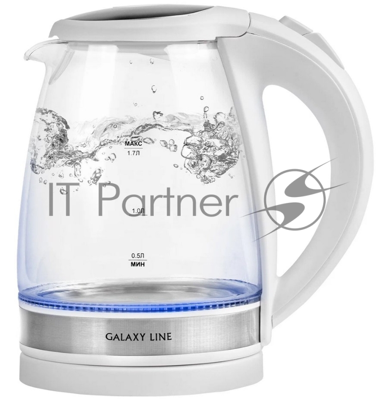 Чайник электрический Galaxy LINE GL0560, стекло/белый