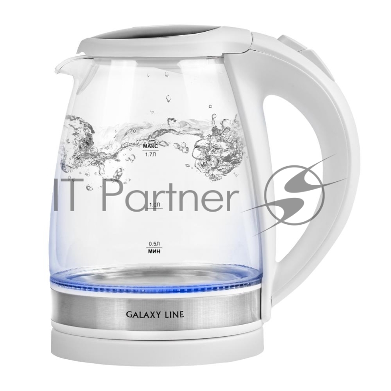 Чайник электрический Galaxy LINE GL0560, стекло/белый