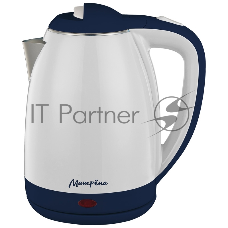 Чайник электрический МАТРЁНА MA-122 1,8л, нержавейка+пластик, синий, двойной корпус (12)