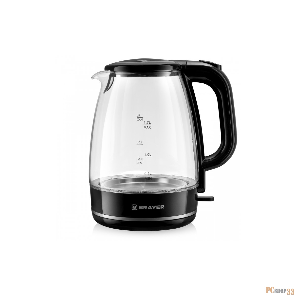Чайник электрический BRAYER BR1030, 2200 Вт, 1,7 л, стекл.корп,автооткл.при.закип,