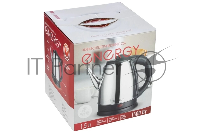 Чайник электрический ENERGY E-264 1,5л, нержавейка, стальной (12)