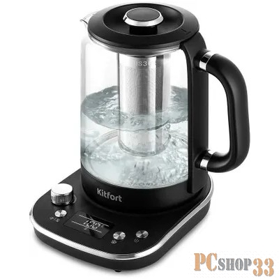 Чайник электрический Kitfort КТ-6157 1.6л. 2200Вт черный/нержавеющая сталь (корпус: пластик/стекло)
