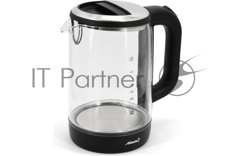 Чайник электрический ATLANTA ATH-2475 1,8л, стекло, черный