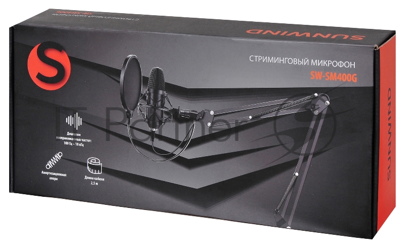 Микрофон проводной SunWind SW-SM400G 1.5м черный