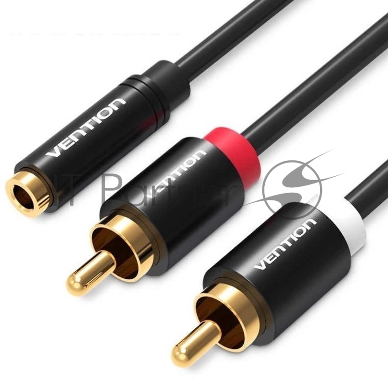 Кабель Vention аудио Jack 3,5 mm F/2RCA M - 2м Чёрный