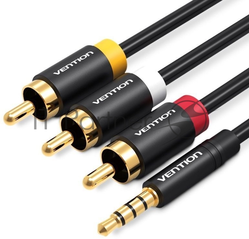 Кабель Vention аудио Jack 3,5 mm M/3RCA M - 1.5м Чёрный