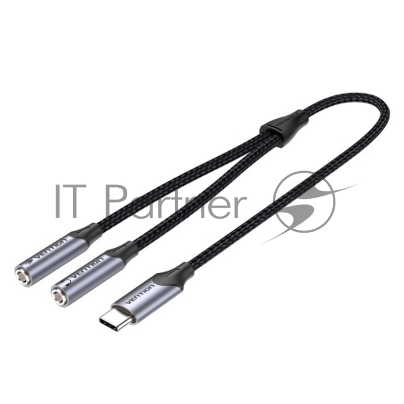 Переходник-разветвитель Vention гибкий USB-C M/Jack 3.5 mm F x 2 (Аудио+Микрофон) - 0.3м