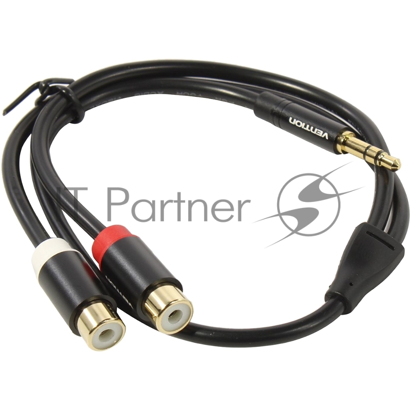 Переходник-разветвитель Vention гибкий Jack 3.5 mm M/2RCA F - 0.3 м Чёрный