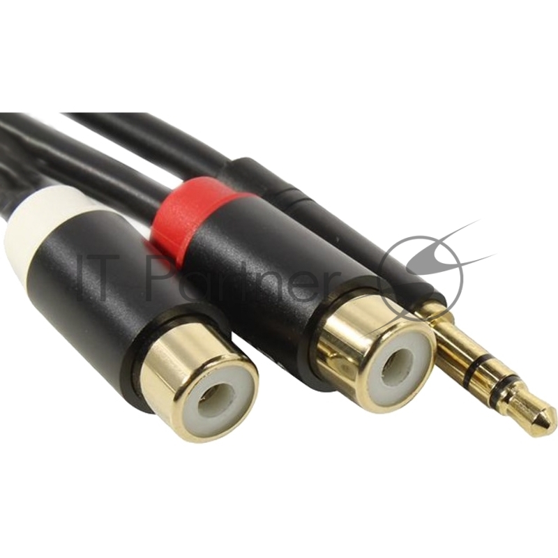 Переходник-разветвитель Vention гибкий Jack 3.5 mm M/2RCA F - 0.3 м Чёрный