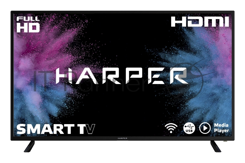 Телевизор HARPER 43F660TS SMART_TV,DVB-T2/T/C,FULL_HD 43 (107см), SMART_TV, Wi-Fi, Ethernet (RJ-45), 1920x1080 (FULL HD), цифровой тюнер DVB-T2/DVB-T/DVB-C, системы цветности аналогового ТВ SECAM, PAL, системы цветности для AV SECAM, PAL, NTSC, декод