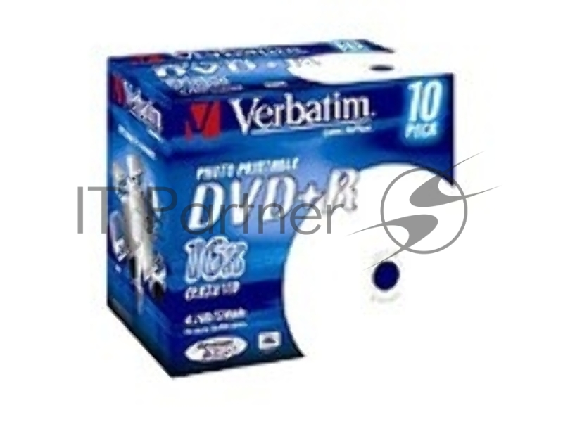 Диск 43508 Диски DVD+R Verbatim 16-x, 4.7 Gb, Printable (Jewel Case, 10шт.)