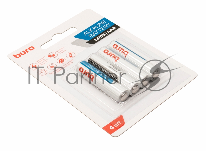 Батарея Buro Alkaline LR03 AAA (4шт) блистер