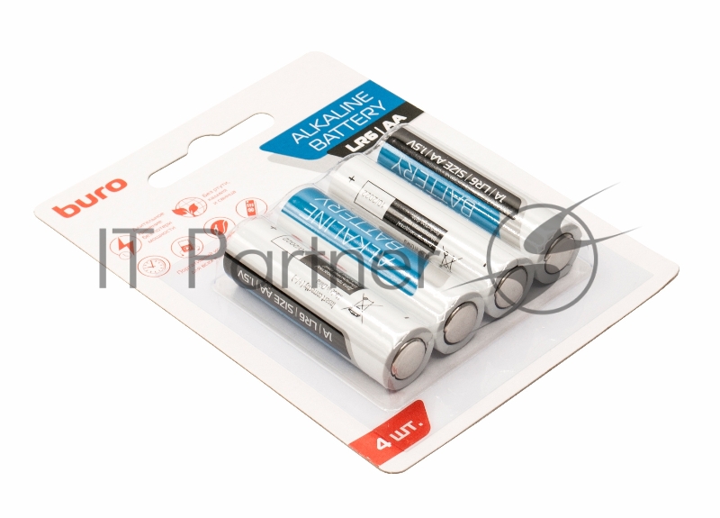 Батарея Buro Alkaline LR6 AA (4шт) блистер