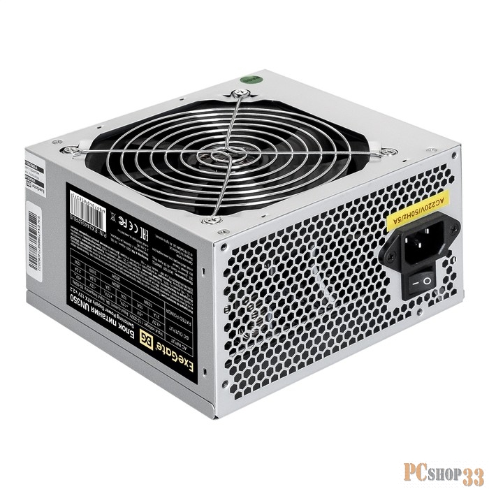 Блок питания 450W ExeGate UN450 + кабель питания (ATX, 12cm fan, 24+4pin, 6pin PCI-E, 3xSATA, 2xIDE) (EX244554RUS-PC)
