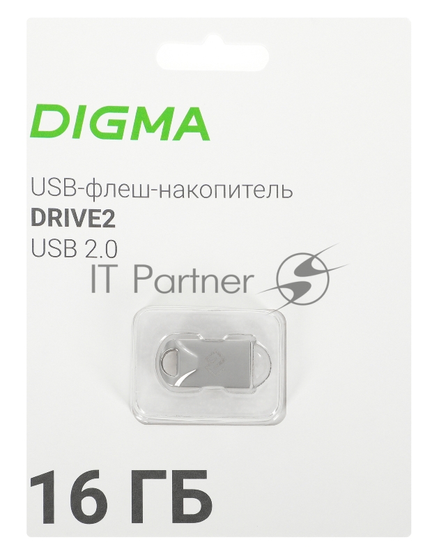 Флеш Диск Digma 16Gb DRIVE2 DGFUM016A20SR USB2.0 серебристый