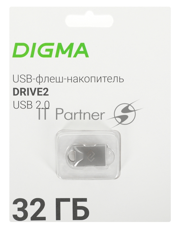 Флеш Диск Digma 32Gb DRIVE2 DGFUM032A20SR USB2.0 серебристый