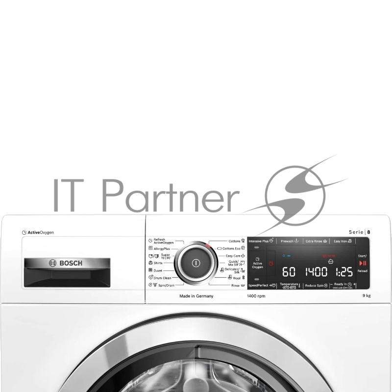 Serie I 8, загрузка 1-9кг, 1400 об/мин,ActiveOxygen, i-Dos, EcoSilence Drive, АquaStop, AntiVibration, VarioDrum барабан, Внутренняя подсветка барабана, Большой многофункциональный LED дисплей